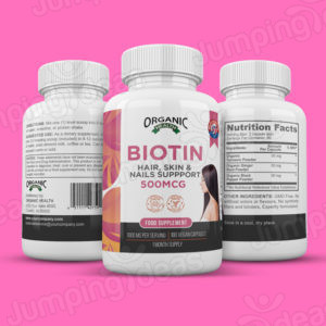 Biotin hair and skin supplement packaging
